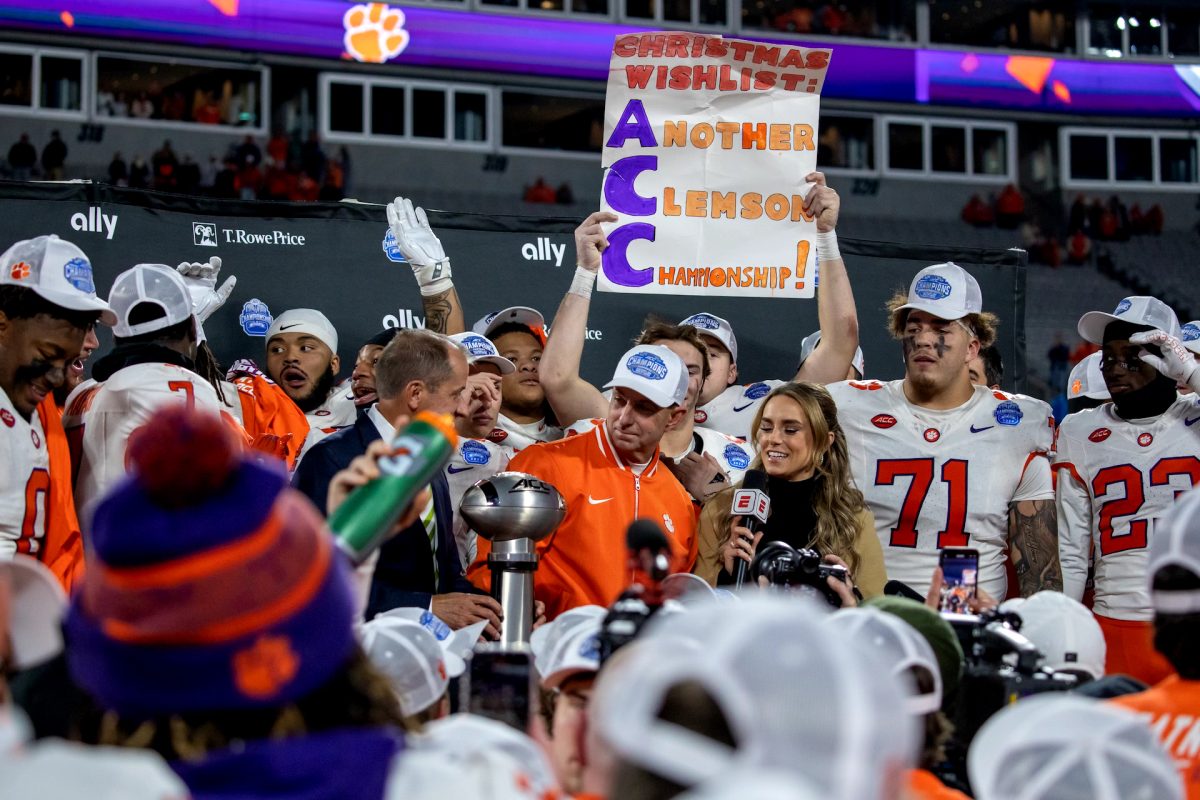 Clemson Football celebrating its 2024 ACC Championship victory. 