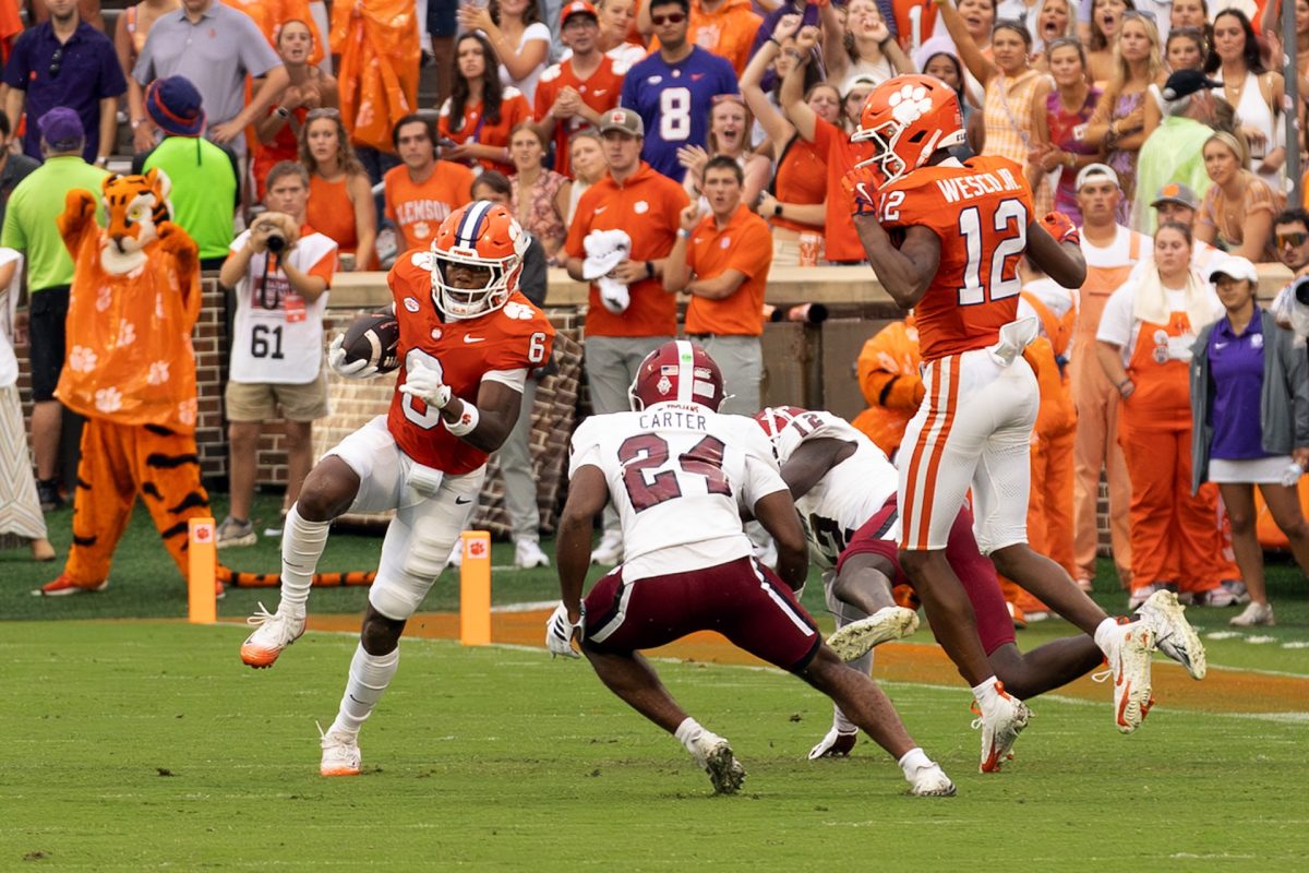 Clemson wide receiver Tyler Brown evades a defender in the Tigers' win over Troy at Memorial Stadium on Sept. 6. 