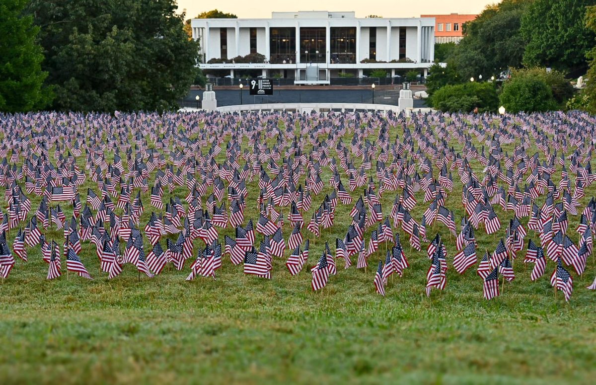 Clemson YAF honored the 2,977 lives lost in the Sept. 11 terrorist attacks with a display of American flags on Clemson's North Green.