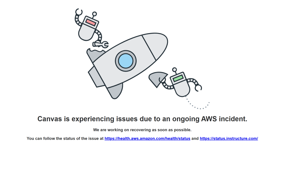 Clemson's Canvas page is currently down due to issues involving Amazon Web Services.