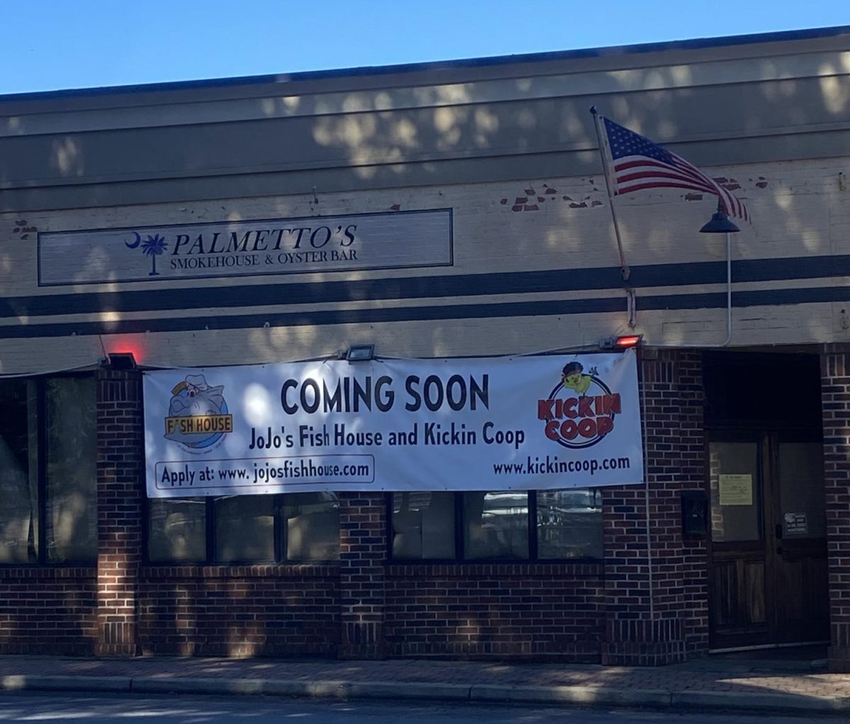 Kickin Coop and Jojo's Fish House will replace Palmetto's Smokehouse and Oyster Bar in downtown Clemson.
