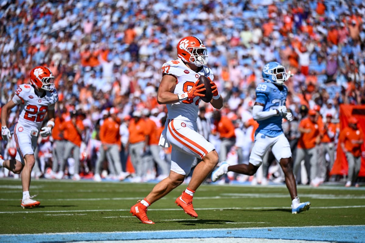 Clemson tight end Christian Bentancur recorded his first two touchdowns of his collegiate career in the first half against North Carolina.