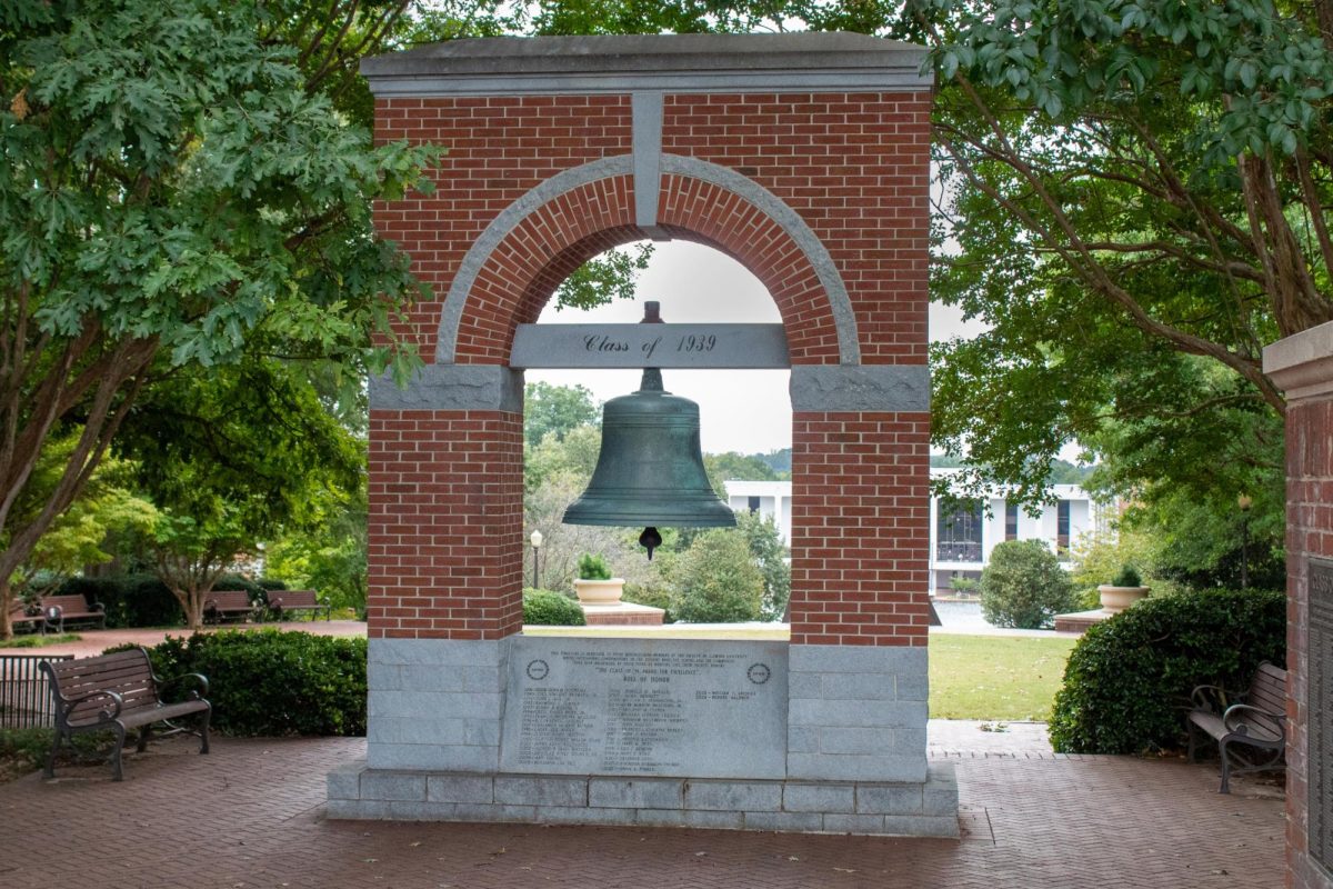 The bell in Clemson University's Carillon Garden.