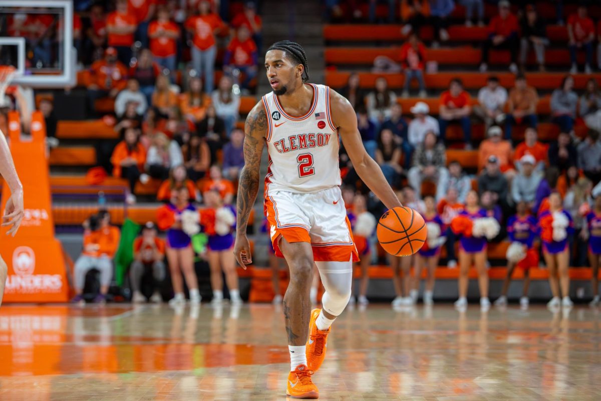 Dillon Hunter walks the ball up the court against Boston College. 