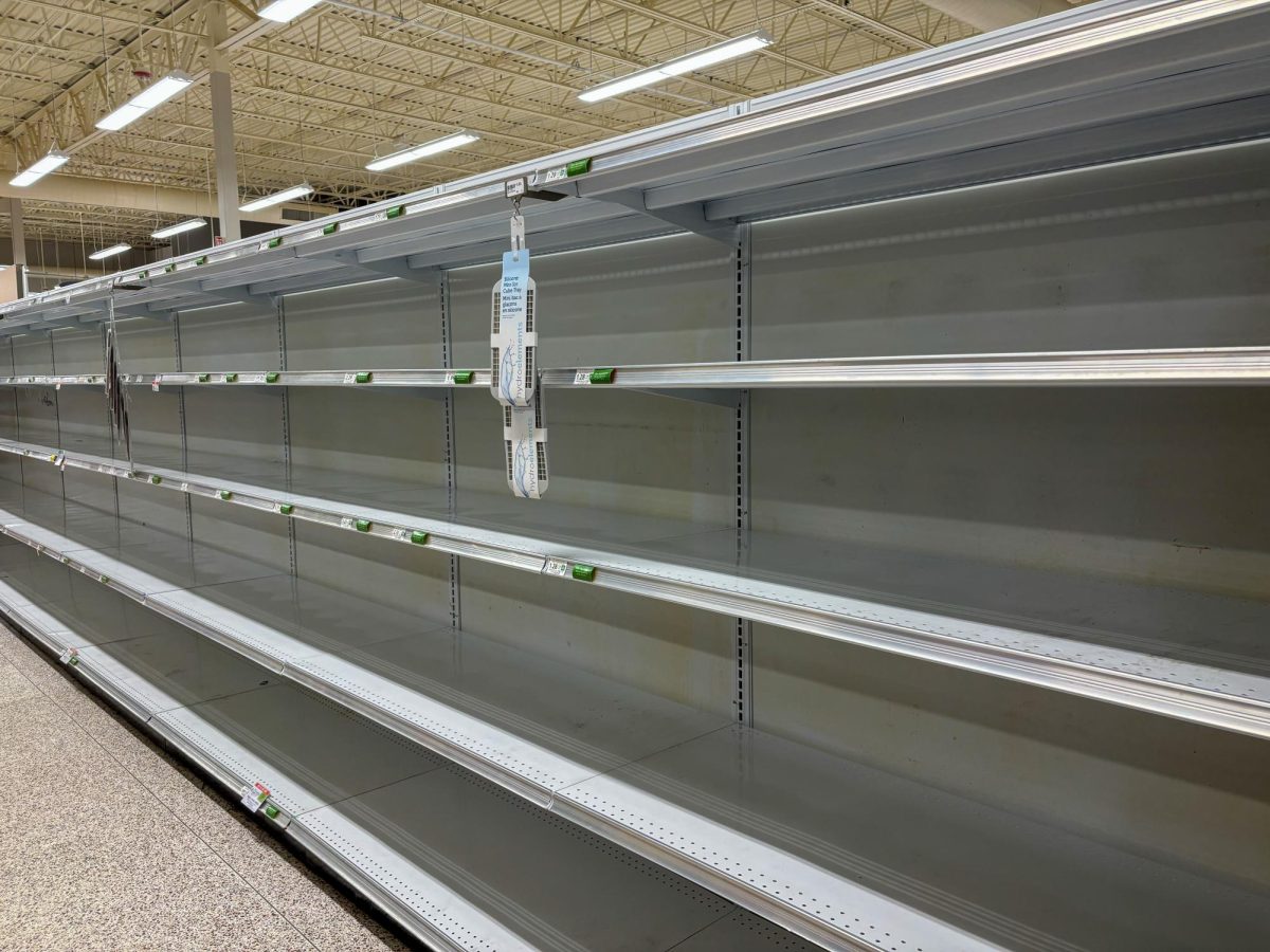 Publix in Clemson shelves have been wiped clean of groceries before the incoming winter storm. 