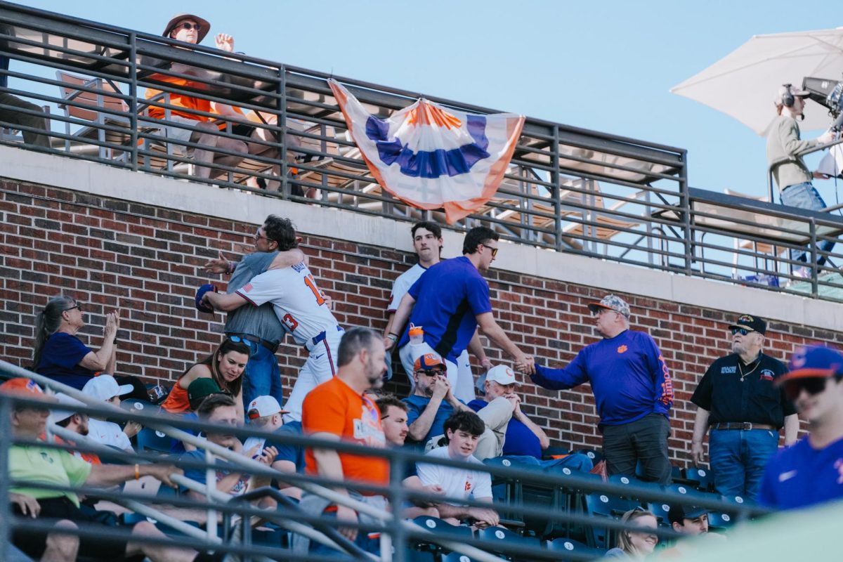 Clemson's players took part in a fourth inning tribute, thanking veterans in the crowd for their service.