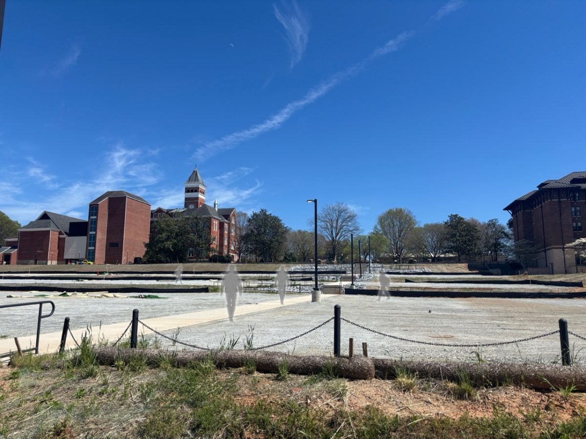 The green space next to The Dish at McAlister, McCabe and Holmes dormitories is currently behaving like a building despite being completely empty.
