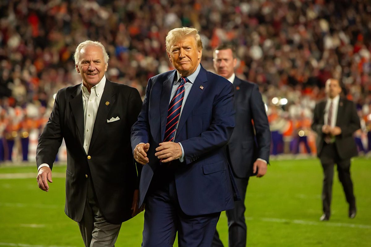 President Donald Trump has attended several collegiate sporting events in recent years, including the 2023 Palmetto Bowl.